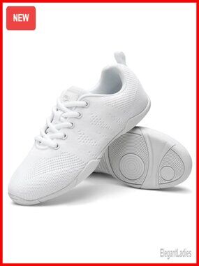 Lightweight Knit Cheer Shoes with Ankle Support Lace-Up Sneakers